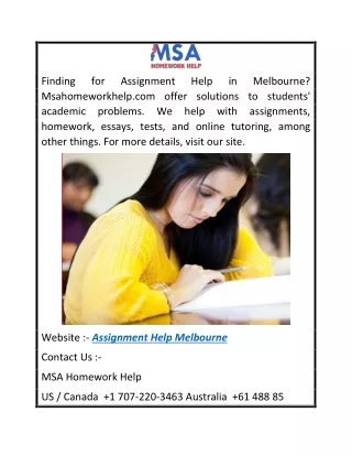 Assignment Help Melbourne  Msahomeworkhelp.com