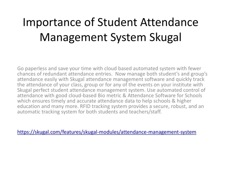 importance of student attendance management system skugal