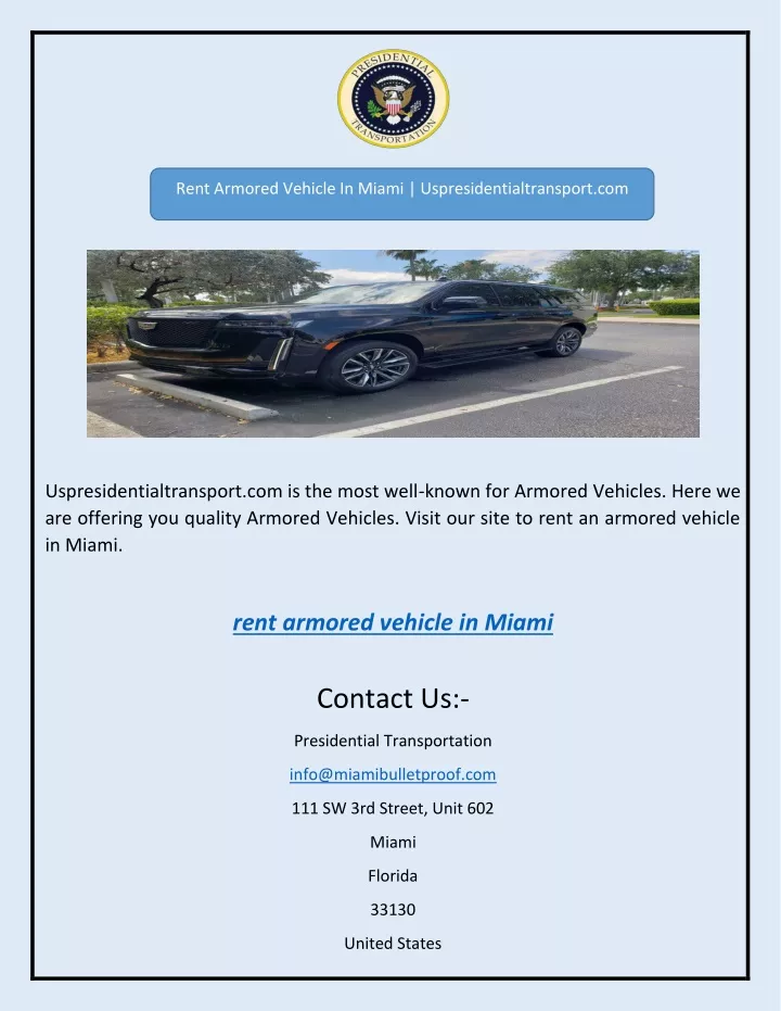 rent armored vehicle in miami
