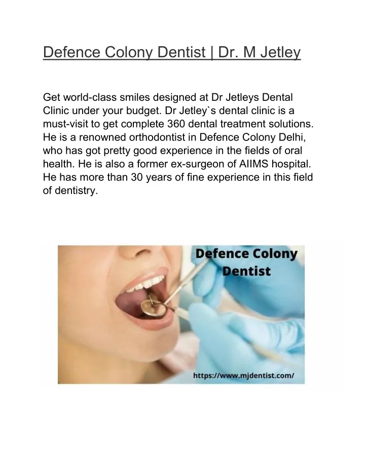 defence colony dentist dr m jetley