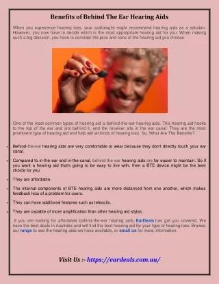 Benefits of Behind The Ear Hearing Aids