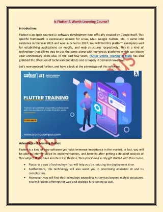 is flutter a worth learning course