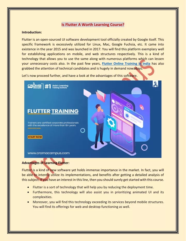 is flutter a worth learning course