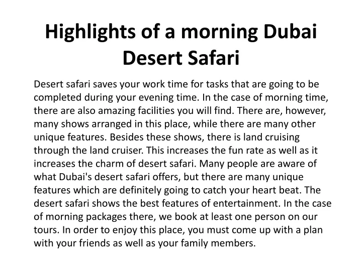 highlights of a morning dubai desert safari