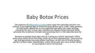 Baby Botox Prices