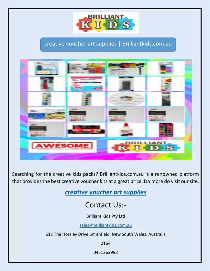 creative voucher art supplies brilliantkids com au