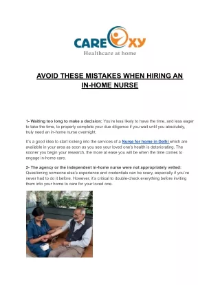 avoid these mistakes when hiring an in home nurse