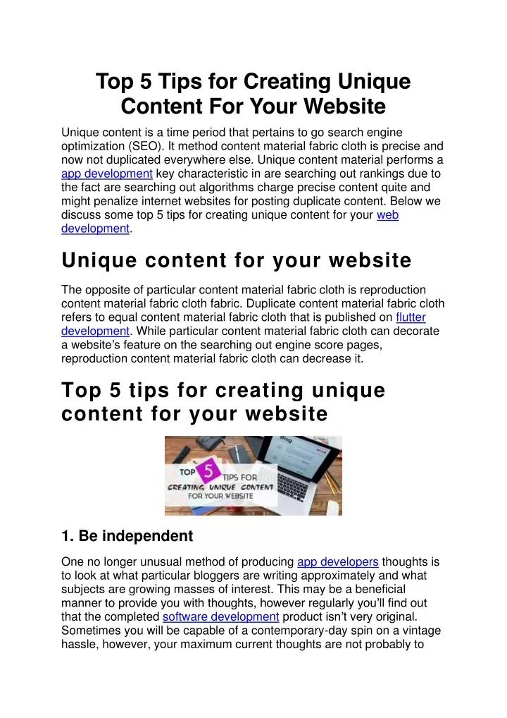 top 5 tips for creating unique content for your