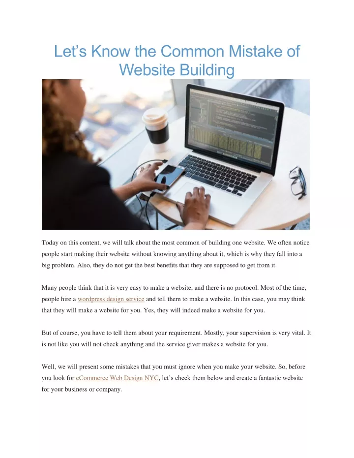 let s know the common mistake of website building