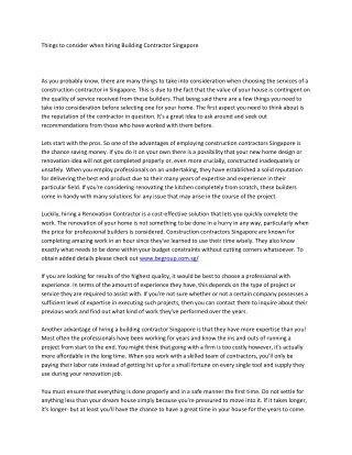 things to consider when hiring building
