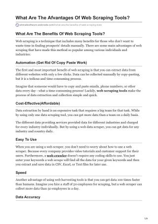 what are the afvantages of web scraping tools