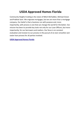 USDA Approved Homes Florida