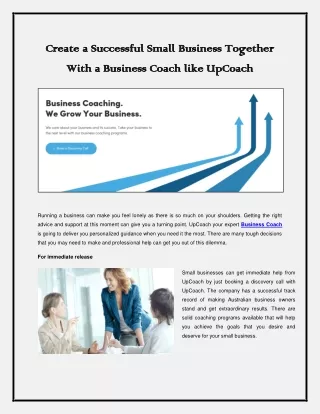 Create a Successful Small Business Together With a Business Coach like UpCoach