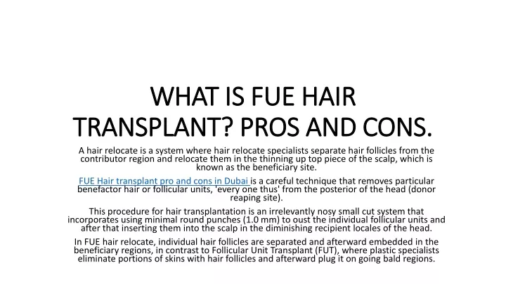 what is fue hair transplant pros and cons