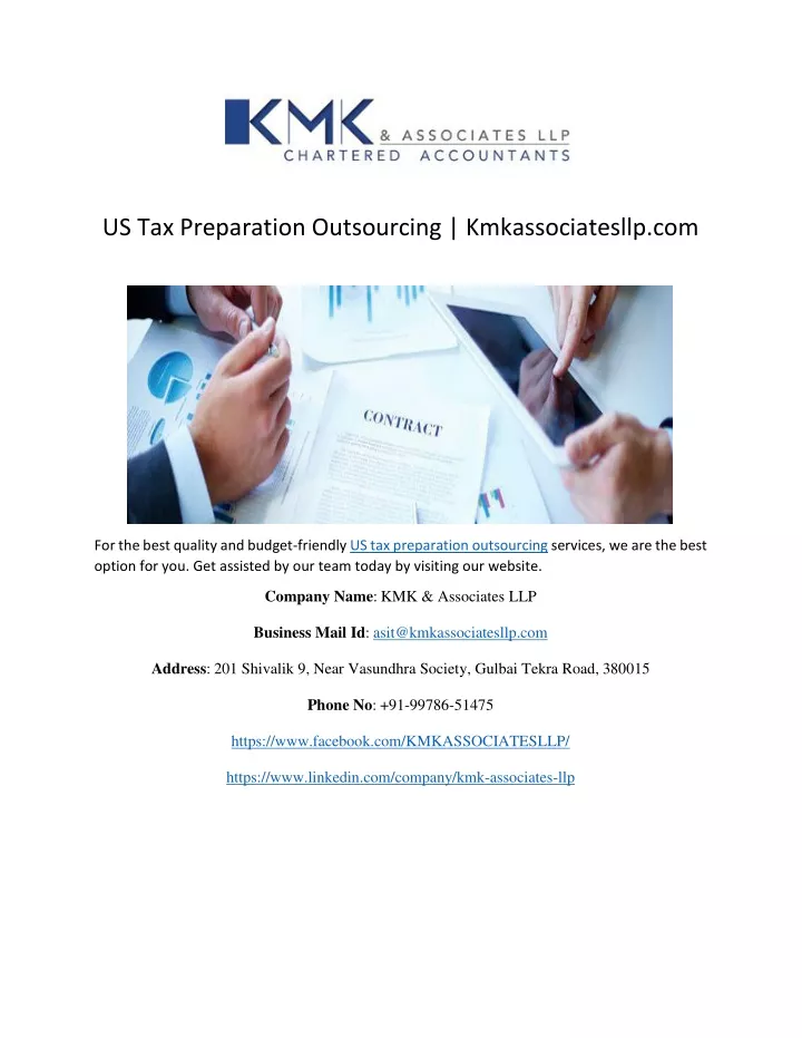 us tax preparation outsourcing kmkassociatesllp