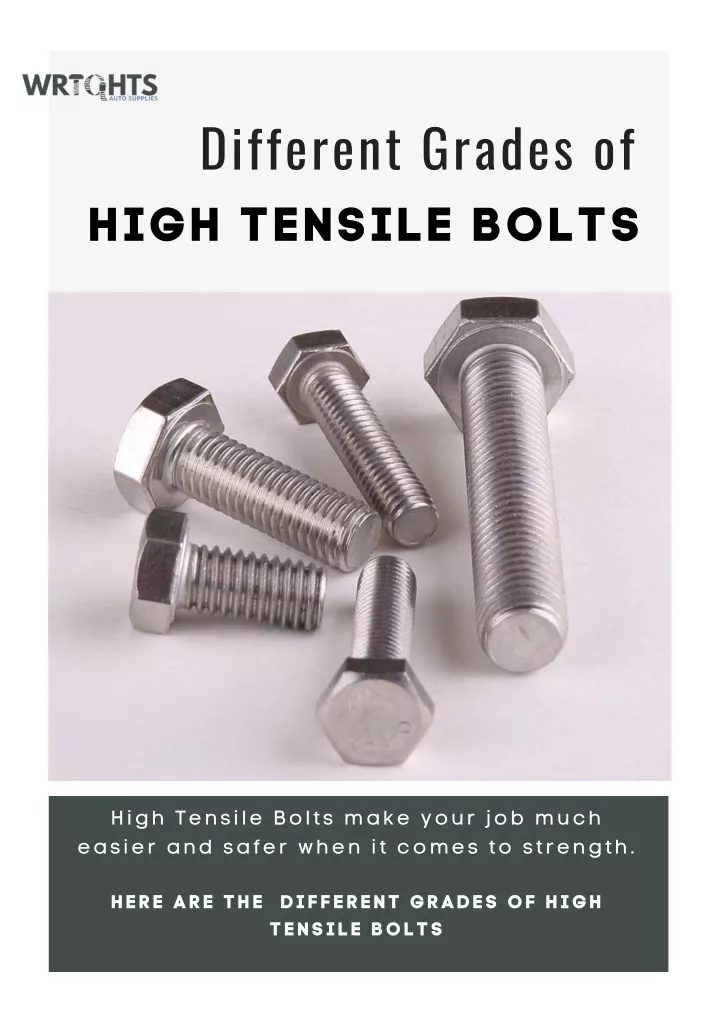 different grades of high tensile bolts