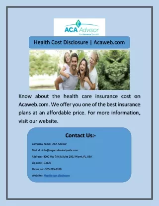 health cost disclosure acaweb com
