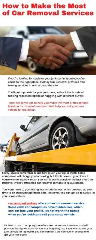 How to Make the Most of Car Removal Services