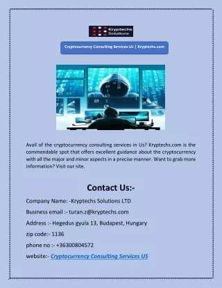 Cryptocurrency Consulting Services Us | Kryptechs.com