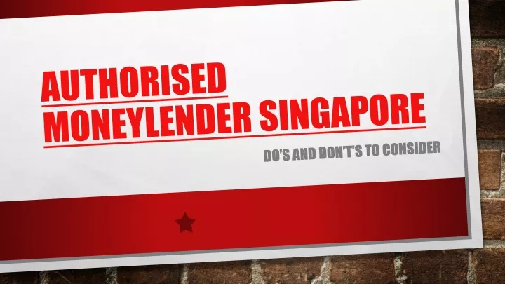 authorised moneylender singapore