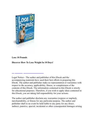 How To Lose 10 Pounds in 10 Days !