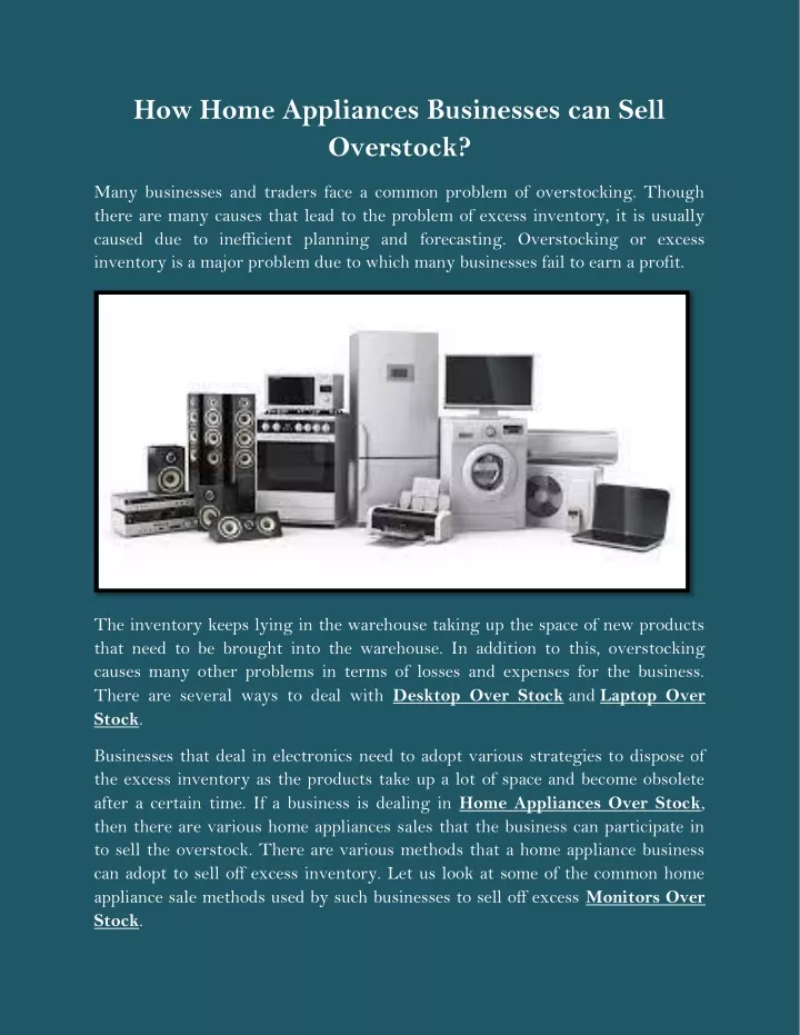 how home appliances businesses can sell overstock