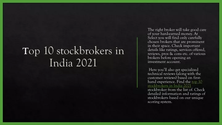 t op 10 stockbrokers in india 2021