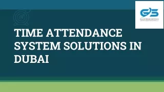 TIME ATTENDANCE SYSTEM SOLUTIONS IN DUBAI