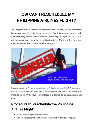 Can I reschedule my philippine airline flight