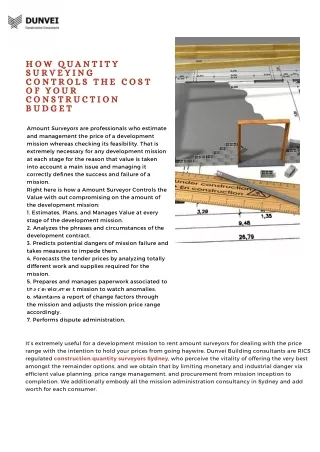 How Quantity Surveying Controls the Cost of Your Construction Budget