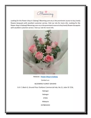 looking for the flower shop in subang blooming