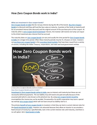 how zero coupon bonds work in india
