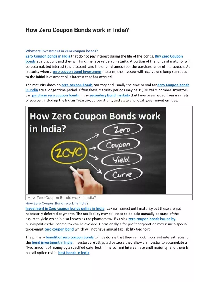how zero coupon bonds work in india