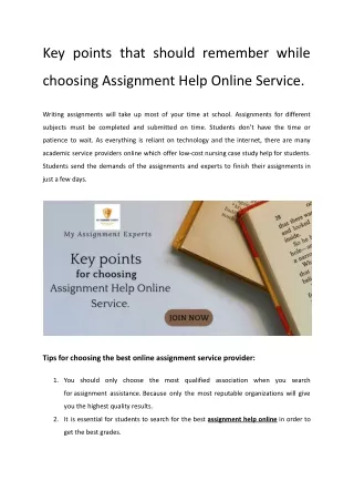 key points that should remember while