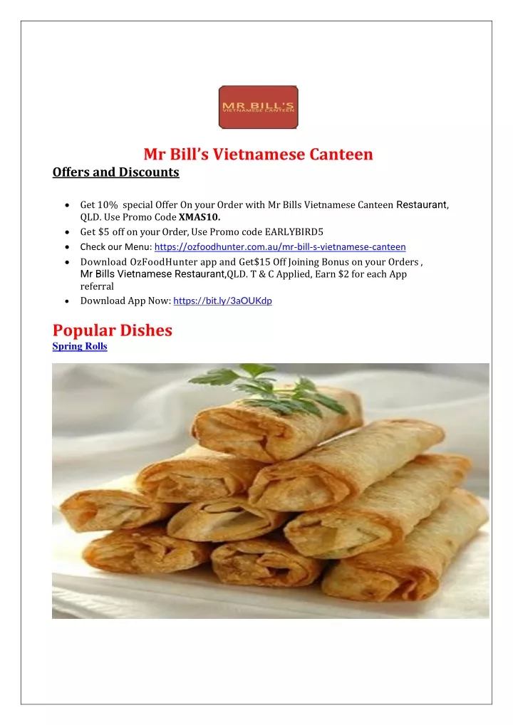 mr bill s vietnamese canteen offers and discounts
