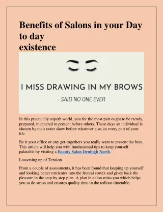 benefits of salons in your day to day existence