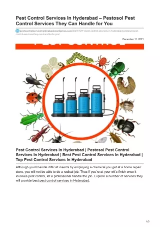 Pestosol Pest Control Services They Can Handle Yours Pests Problems