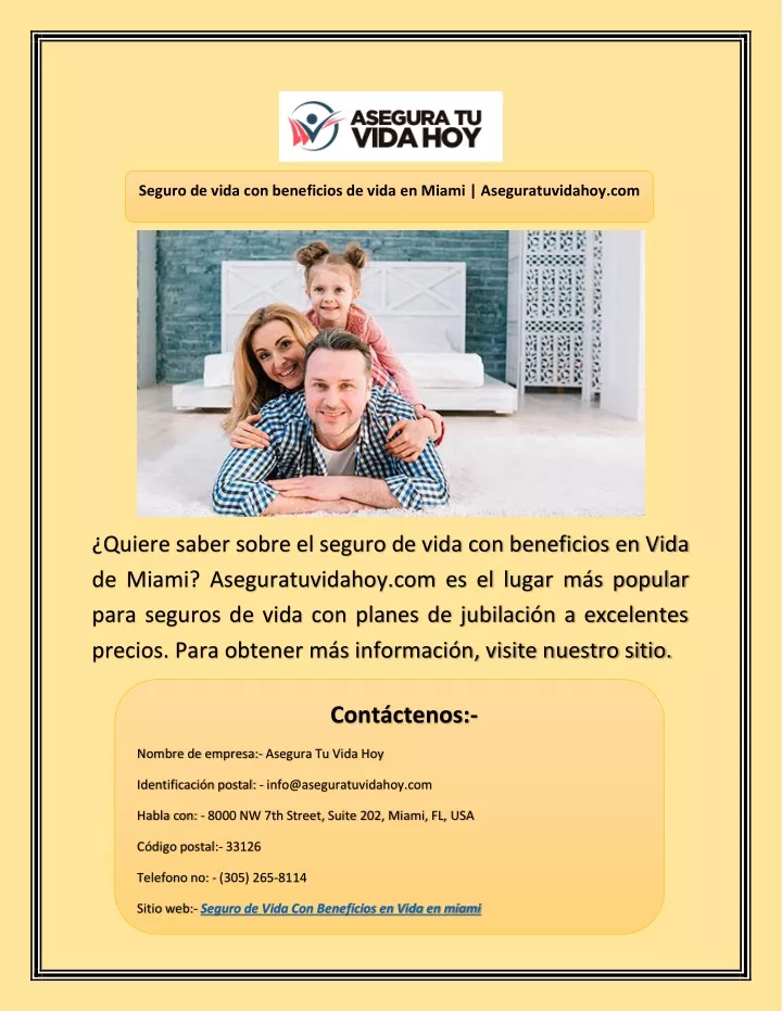 seguro de vida con beneficios de vida en miami