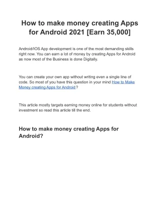 how to make money creating apps for android 2021