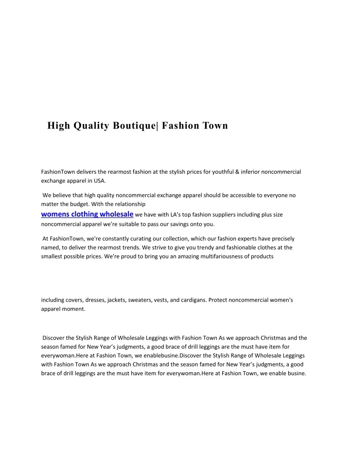 high quality boutique fashion town