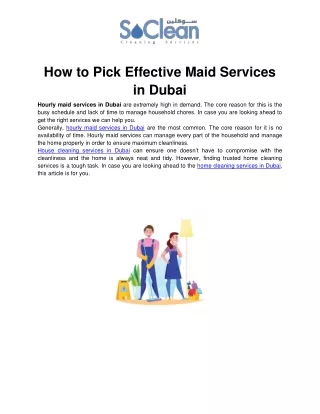 How to Pick Effective Maid Services in Dubai