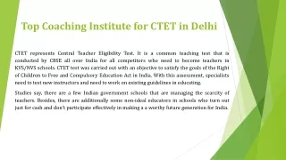 Find the Top Coaching Institute for CTET in Delhi