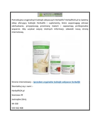 Oryginalne Koktajle Herbalife Nutrition  Herbalfit24.pl