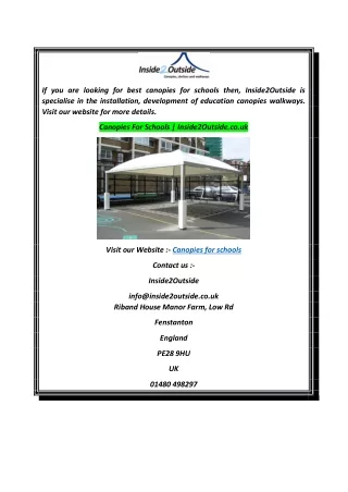 Canopies For Schools  Inside2Outside.co.uk