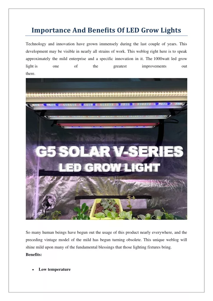 importance and benefits of led grow lights