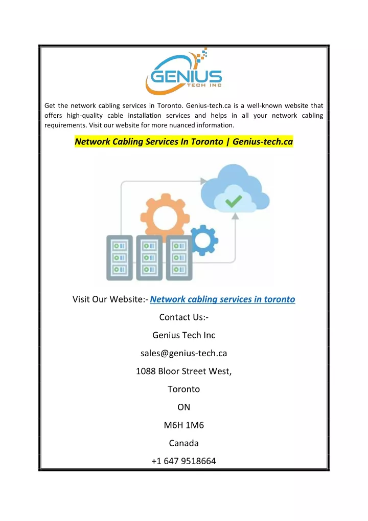 get the network cabling services in toronto