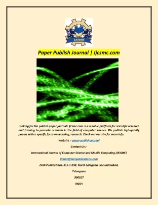 Paper Publish Journal | Ijcsmc.com