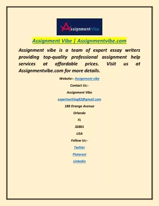 Assignment Vibe | Assignmentvibe.com