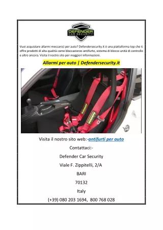 vuoi acquistare allarmi meccanici per auto