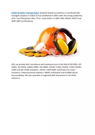 Health & Safety Trainings Dubai